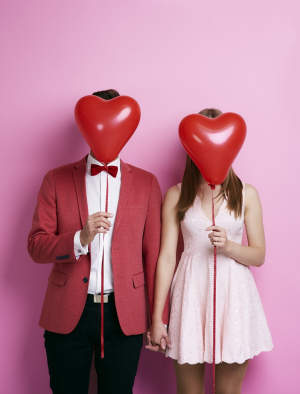 دانلود عکس با کیفیت خانم و آقا با بادکنک قلب مناسب ولنتان